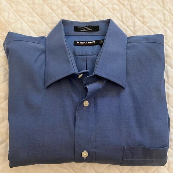 Kirkland Signature Other - Kirkland Men’s Dress Shirt French Blue 17.5-34 Traditional Fit Non-iron
